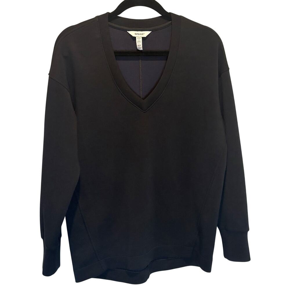 Spanx Air Essentials Black Long Sleeve V-Neck Tunic Top - size XS